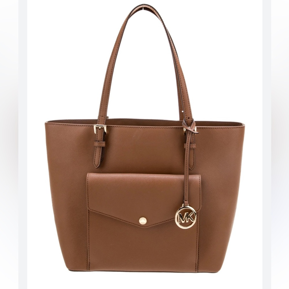 MK Michael Kors Saffiano leather honey‎ brown Tote hand shoulder Bag Stylish